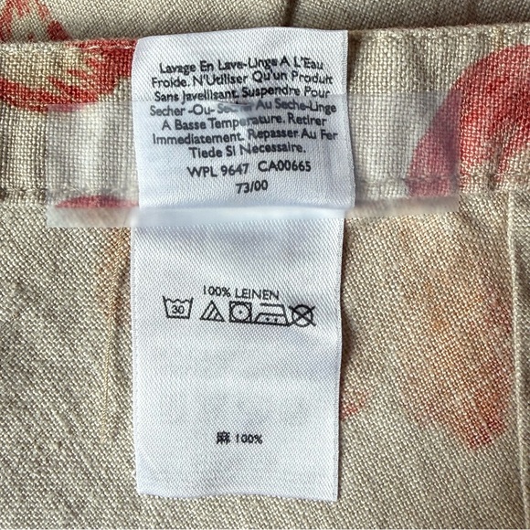 Eddie Bauer Floral A-Line Linen Skirt Large 12 Boho Hippie Tan Red Orange Fall - Picture 9 of 11